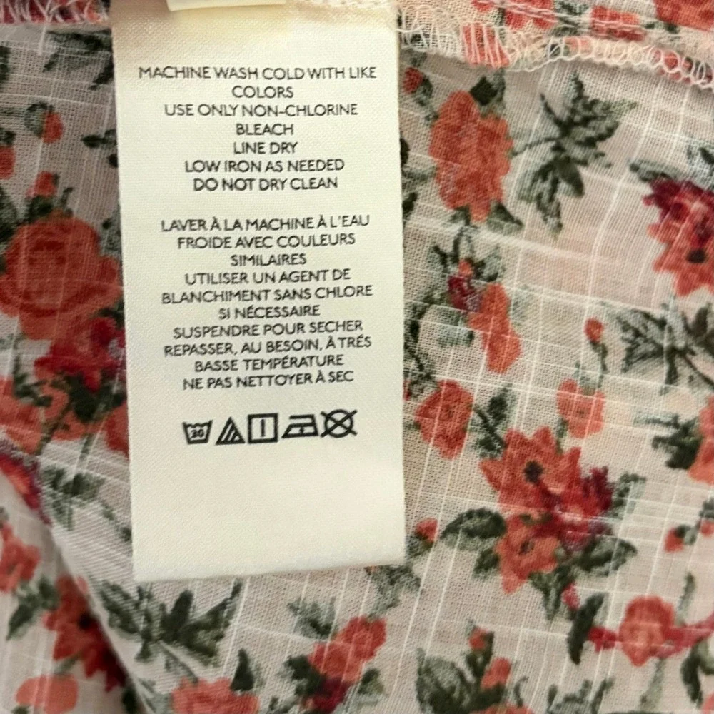 FREE PEOPLE Meant To‎ Be Blouse Floral Vintage Combo Ruffled Smocked Small